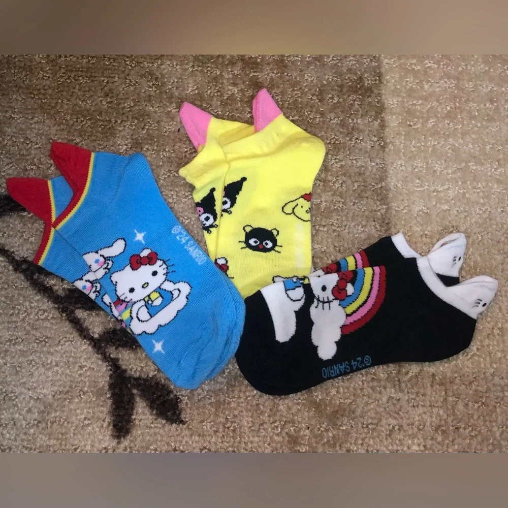 New Hello Kitty Ankle Socks- 3 pairs